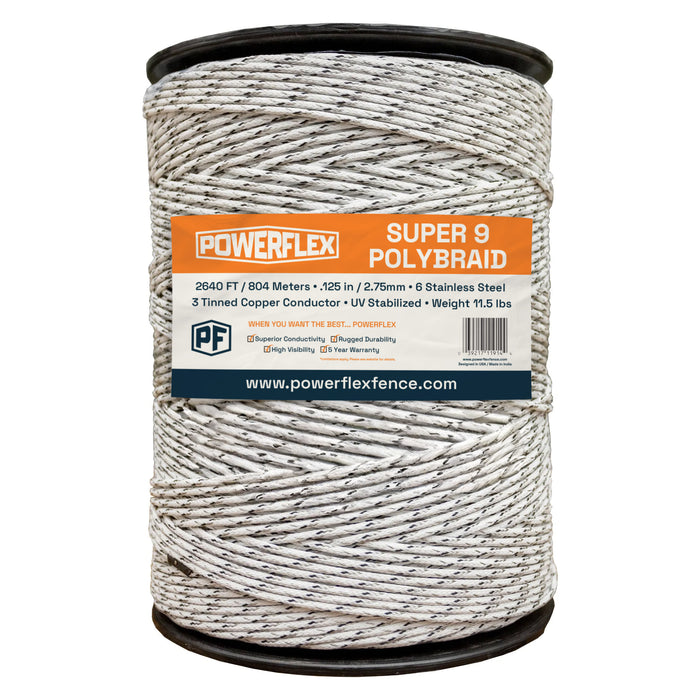 2640' Powerflex Fence Super 9 Mixed Tinned Copper & Stainless Steel PolyBraid