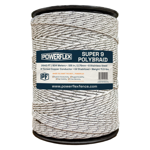 2640' Powerflex Fence Super 9 Mixed Tinned Copper & Stainless Steel PolyBraid - Powerflex