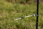 Utilizer fiberglass rod with UltraVeil on a T-post for electric fence