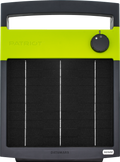 Patriot SolarGuard 500 solar fence charger with 9.6W solar panel and rechargeable 12V battery