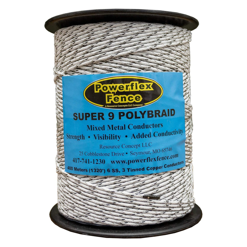 Powerflex Fence Super 9 Mixed Tinned Copper & Stainless Steel PolyBraid - 1,320 FT - Powerflex