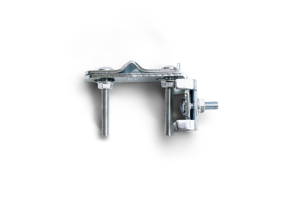 Utilizer clamp-on adjustable gate hinge for round gate posts