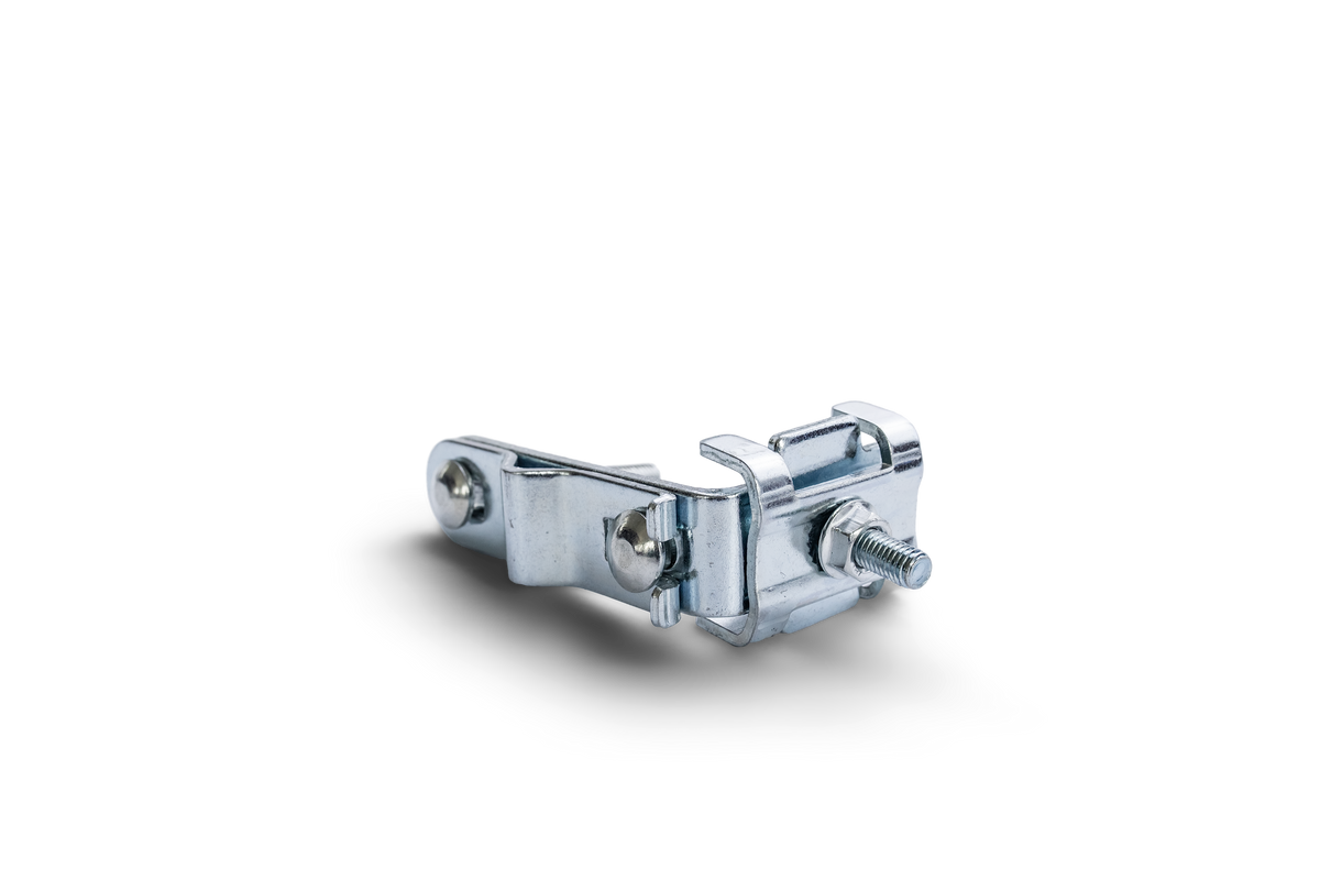 Utilizer clamp-on adjustable gate hinge for round gate posts